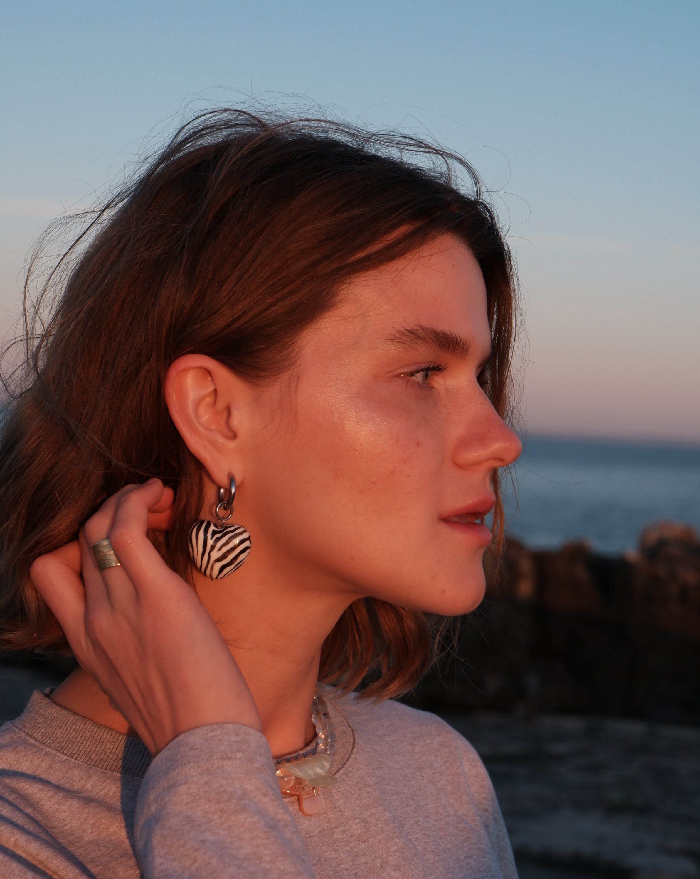 WILD HEART - моно сережка baby zebra в сріблі